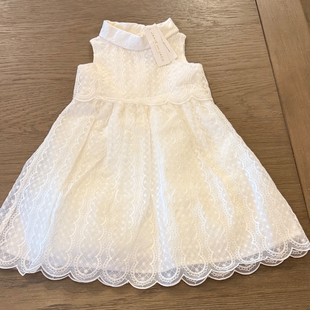 NWT Janie and Jack special occasion White Lace scalloped Formal Dress
